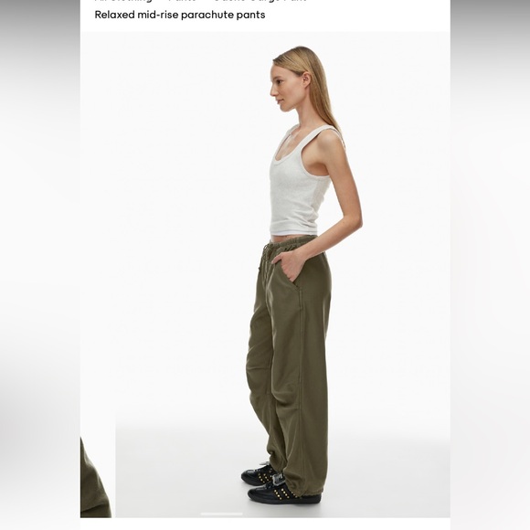 Aritzia TNA original cache cargo parachutepants Olive Green Wide-Leg Track Pants - Picture 4 of 11